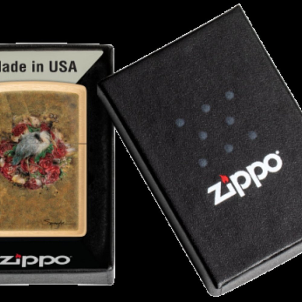 Brass SPAZUK Pelican and Flowers Zippo Lighter